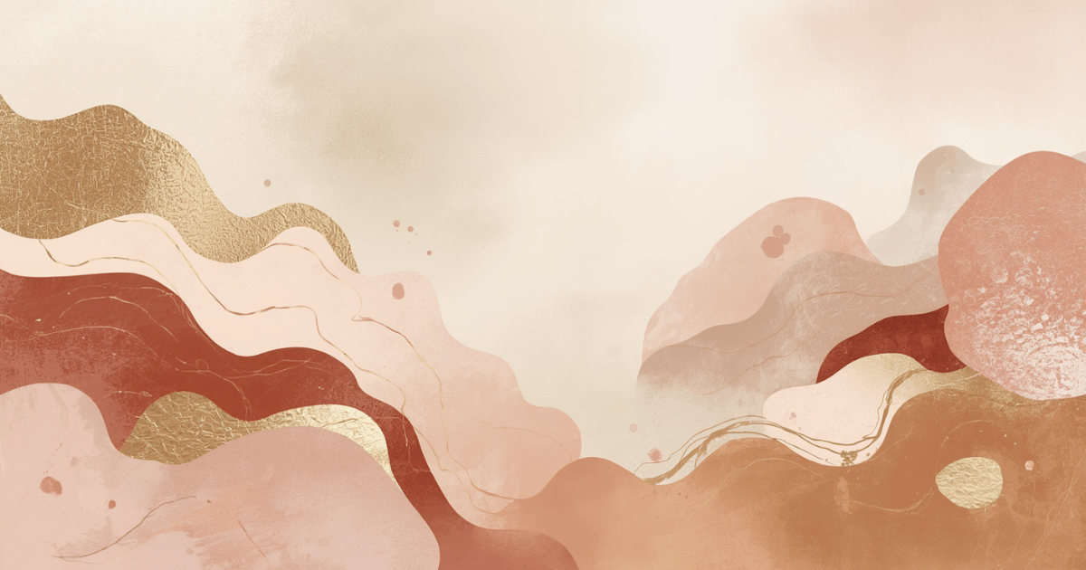 Oversized abstract canvas wall art in champagne gold ivory blush and soft terracotta hanging above a cream velvet tufted headboard in a luxury glam bedroom