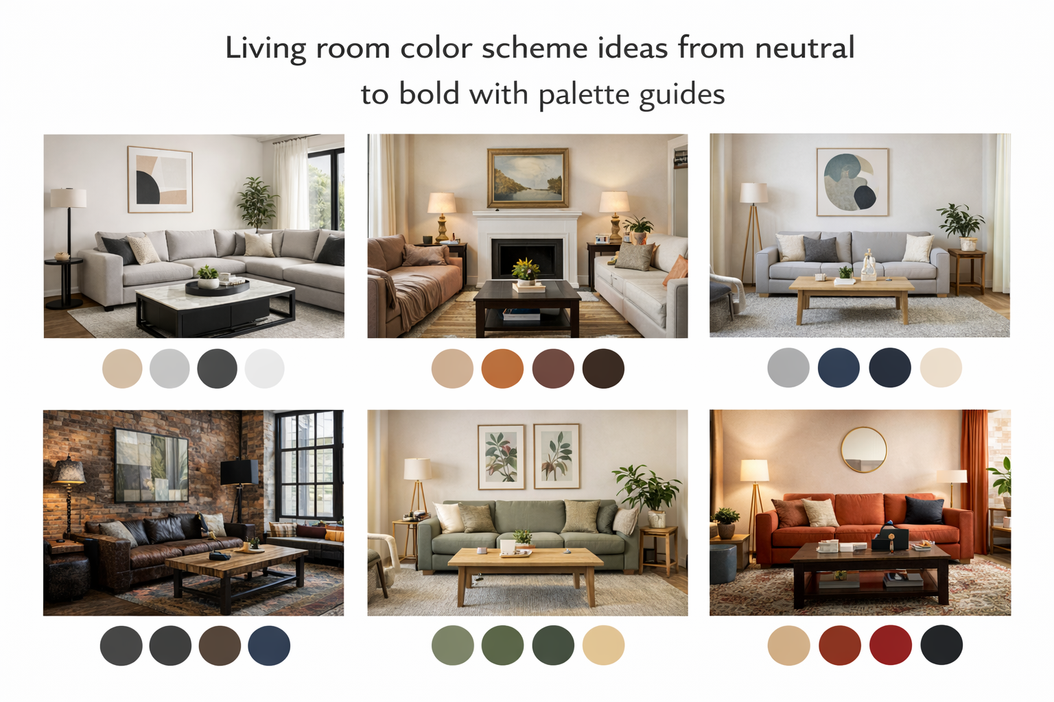 Living room color scheme ideas from neutral to bold with palette guides
