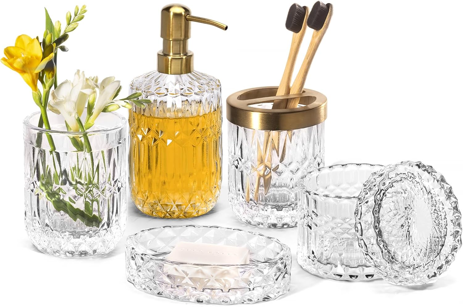 Crystal Glass Soap Dispenser Set