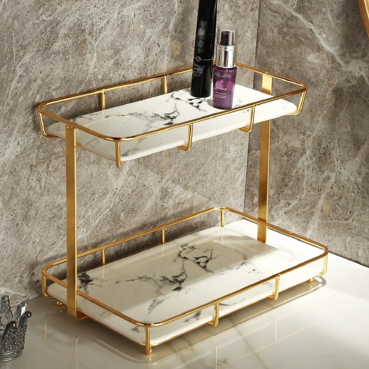 Marble and Gold Bath Tray